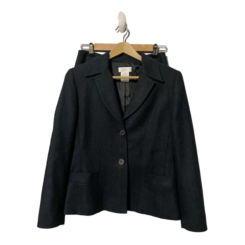 Worthington Petite Women’s Wool Blend Navy Blazer & Skirt Set